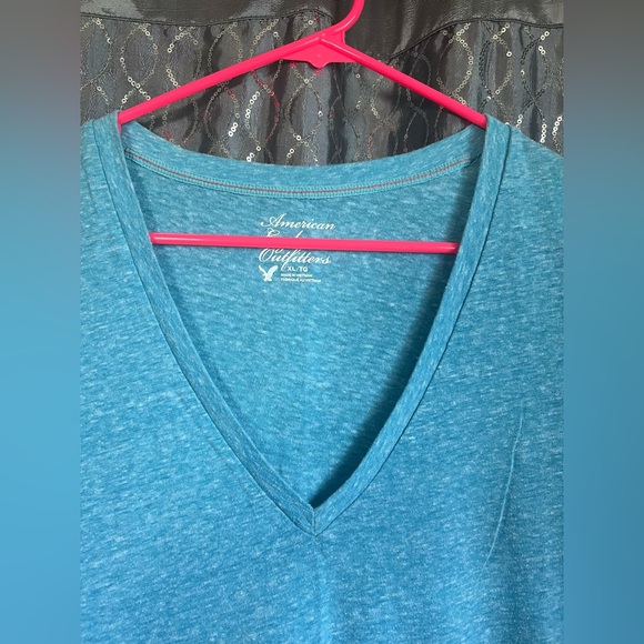Blue American Eagle Outfitters V-Neck T-Shirt - Picture 3 of 5